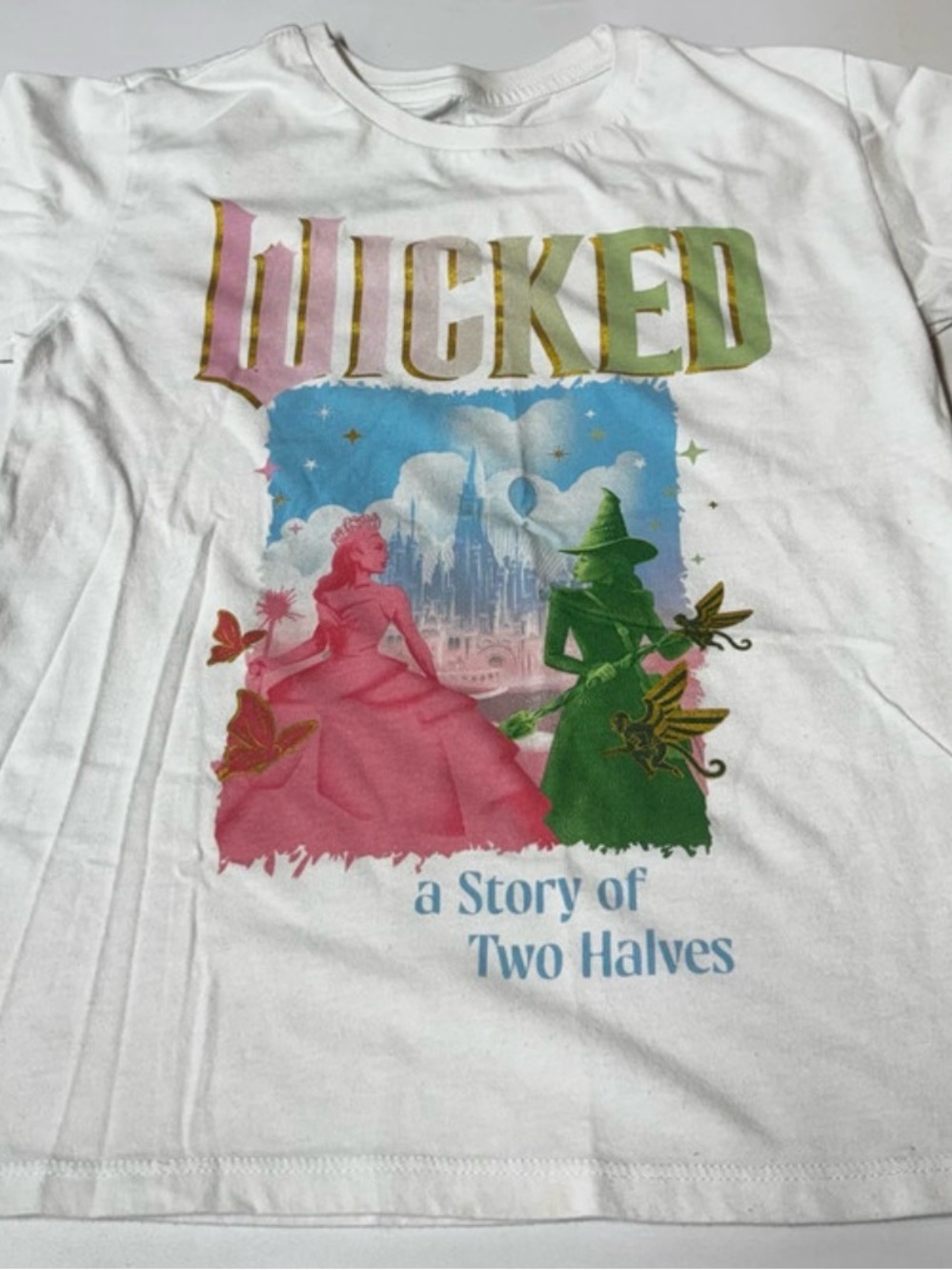Wicked Graphic Kids T-Shirt - White with Pink & Green Print